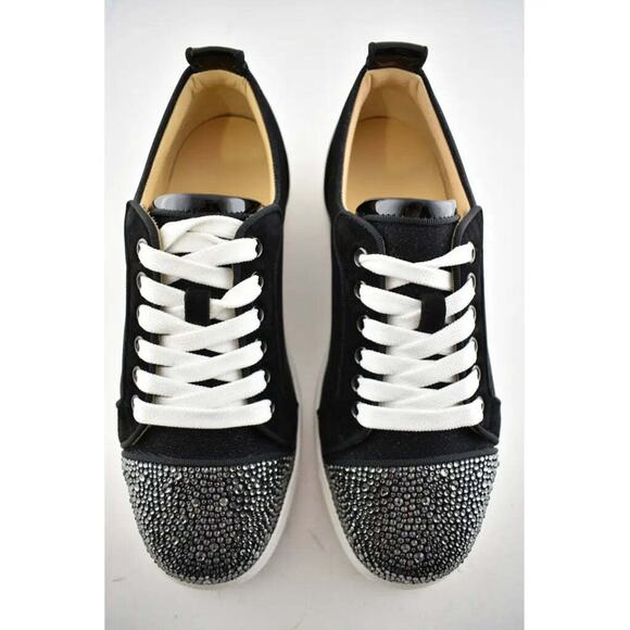 Christian Louboutin Louis Junior P Strass Donna Flat Black Low Top Sneaker 37 - Picture 8 of 12